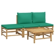 vidaXL 4 Piece Bamboo Small Garden Lounge Set in Green/Natural