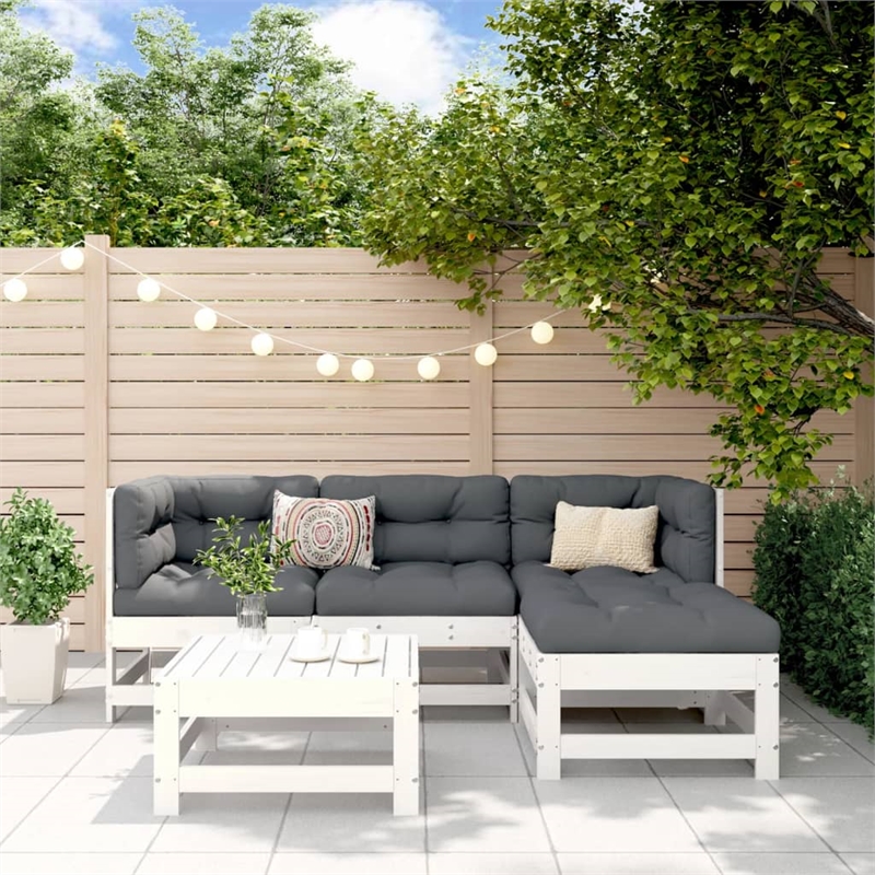 vidaXL Wood Standard Garden Lounge Set in White