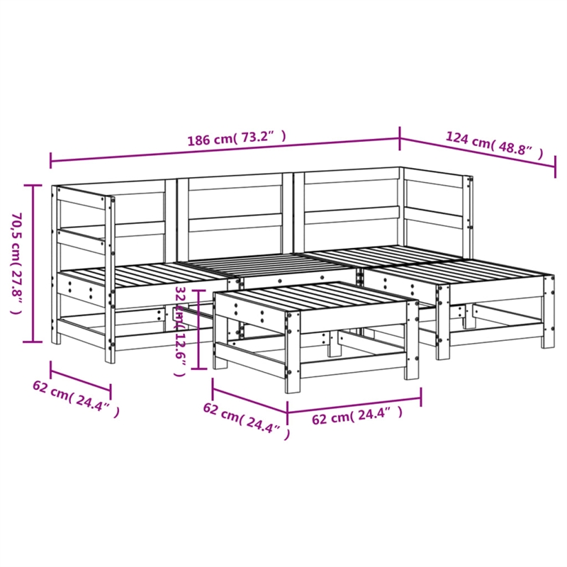 vidaXL Wood Standard Garden Lounge Set in White