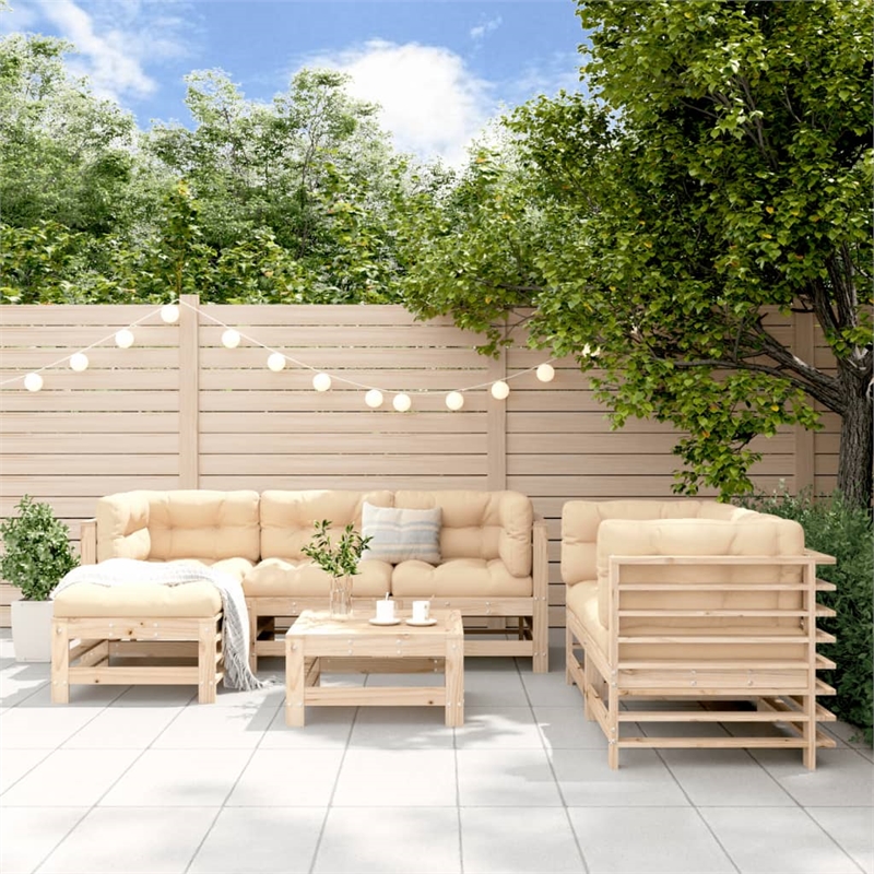 vidaXL Wood Large Garden Lounge Set in Natural