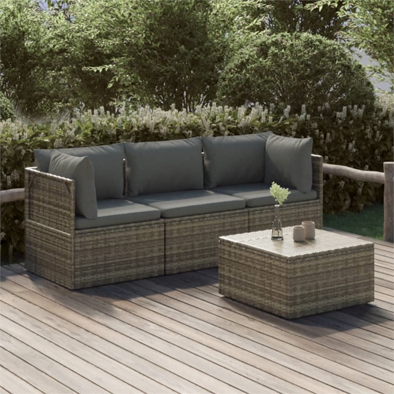 vidaXL 4 Piece Small Garden Lounge Set in Gray