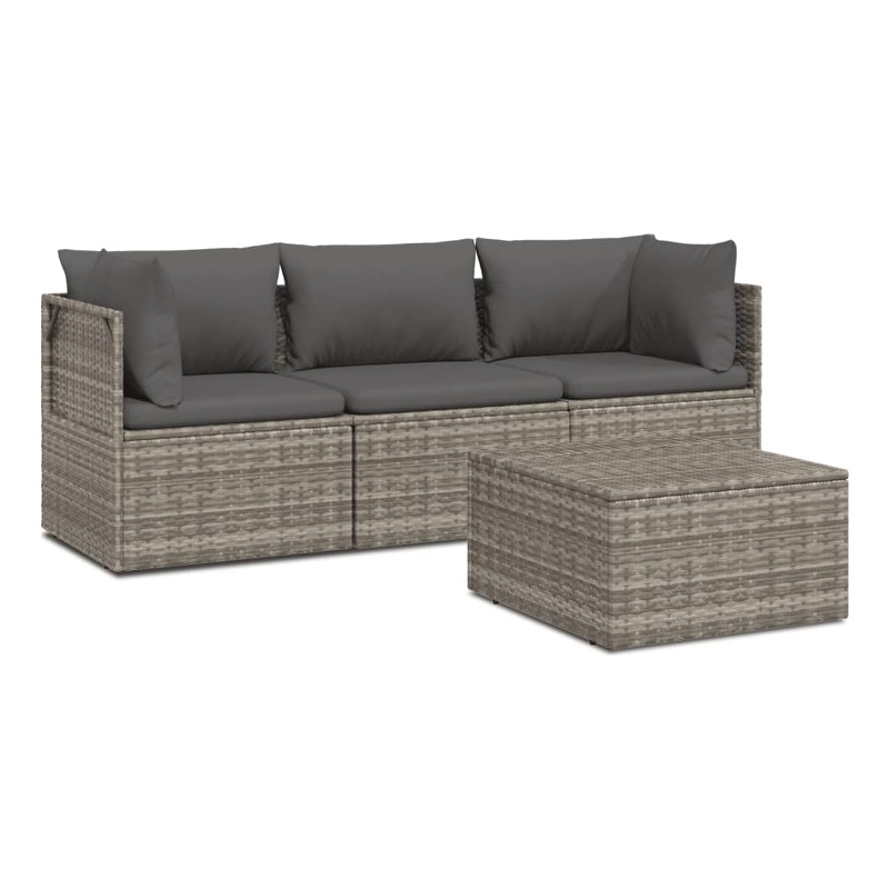 vidaXL 4 Piece Small Garden Lounge Set in Gray