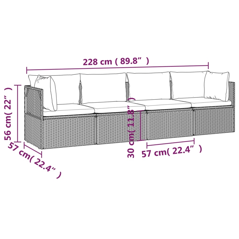 vidaXL 4 Piece Steel Garden Lounge Set in Gray