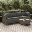 vidaXL 5 Piece Poly Rattan Garden Lounge Set in Gray