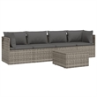 vidaXL 5 Piece Poly Rattan Garden Lounge Set in Gray