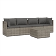 vidaXL 5 Piece Poly Rattan Garden Lounge Set in Gray