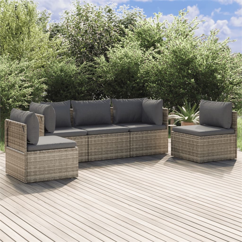 vidaXL 5 Piece Steel Garden Lounge Set in Gray