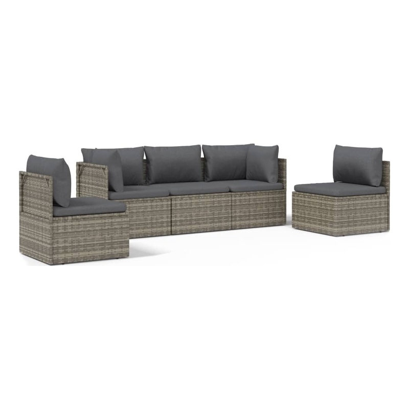 vidaXL 5 Piece Steel Garden Lounge Set in Gray