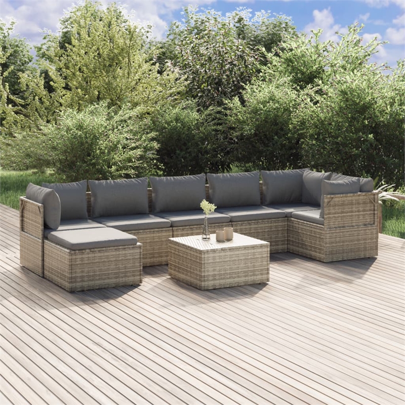 vidaXL 8 Piece Steel Garden Lounge Set in Gray