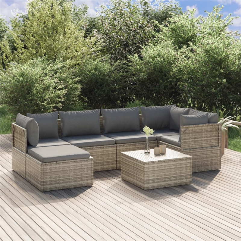 vidaXL 7 Piece Steel Garden Lounge Set in Gray
