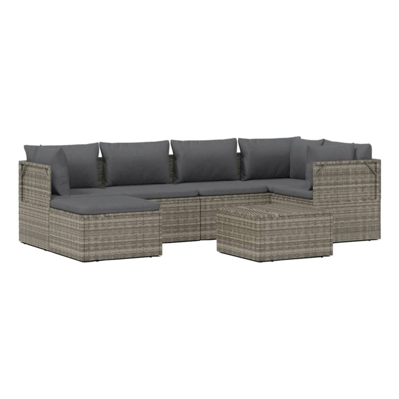 vidaXL 7 Piece Steel Garden Lounge Set in Gray
