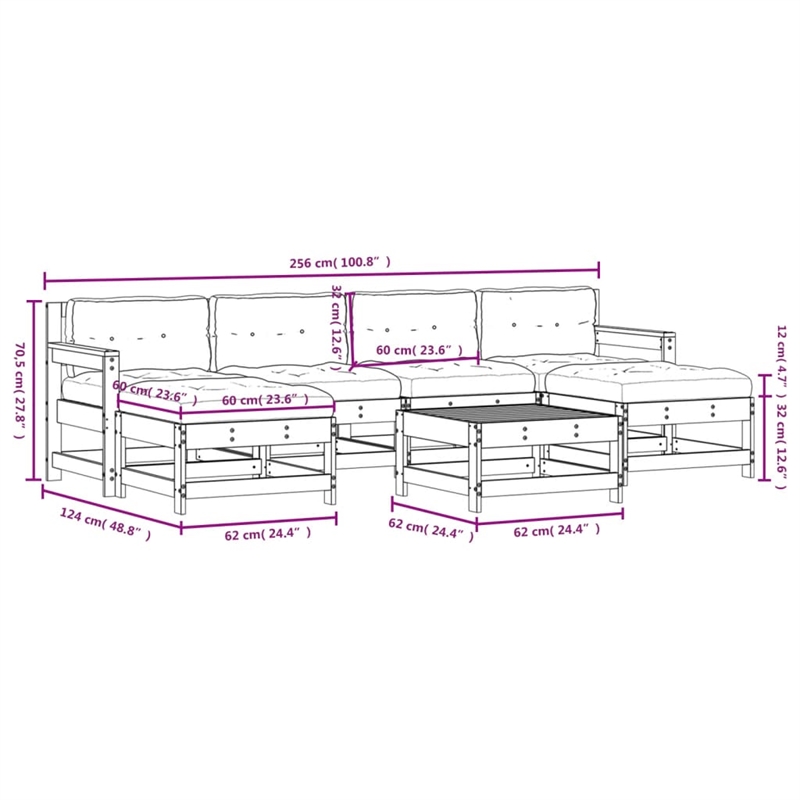 vidaXL Wood Garden Lounge Set in Beige