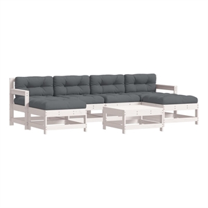 vidaXL 7 Piece Wood Garden Lounge Set in White