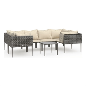 vidaXL 7 Piece Steel Garden Lounge Set in Gray/Beige