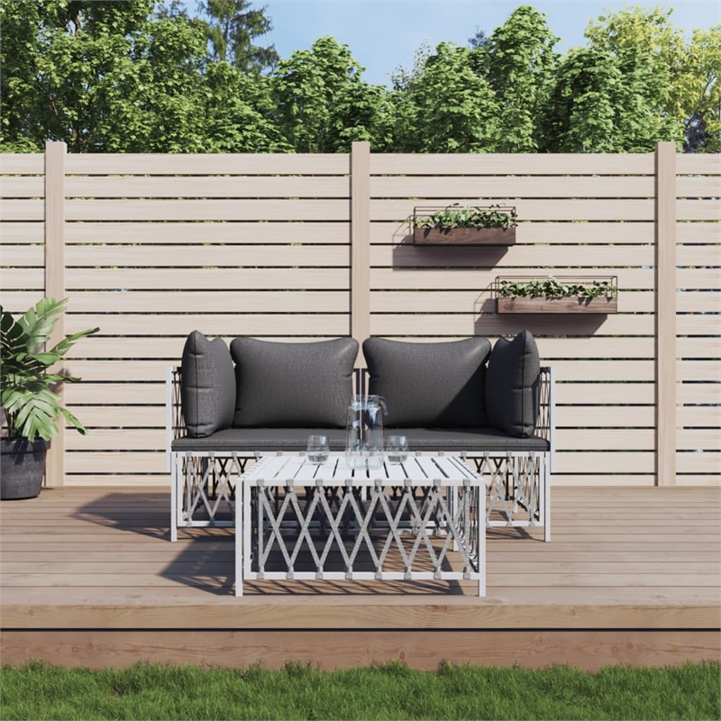 vidaXL Steel Garden Lounge Set in White/Gray