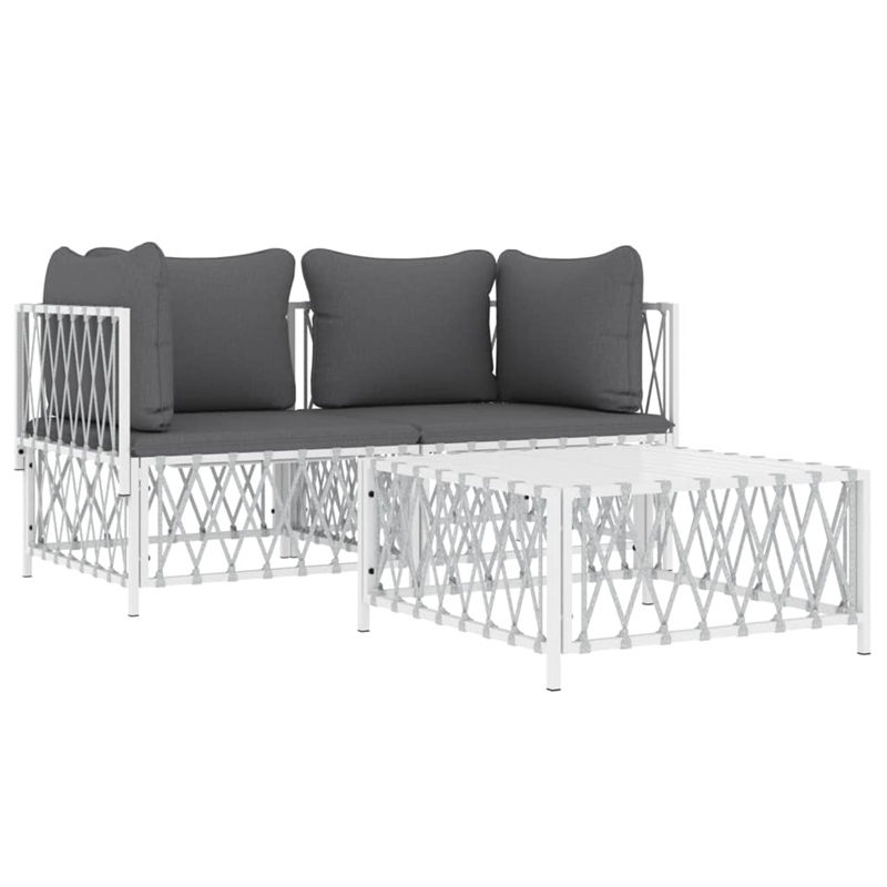 vidaXL Steel Garden Lounge Set in White/Gray