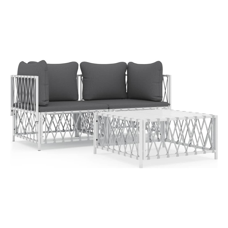 vidaXL Steel Garden Lounge Set in White/Gray