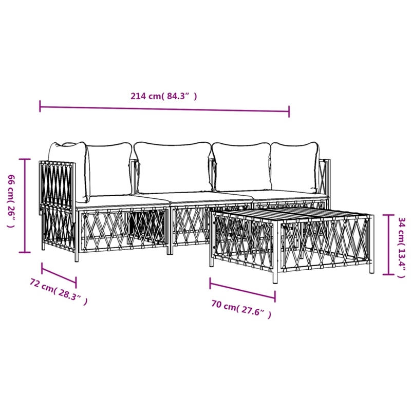 vidaXL Steel Small Garden Lounge Set in Anthracite