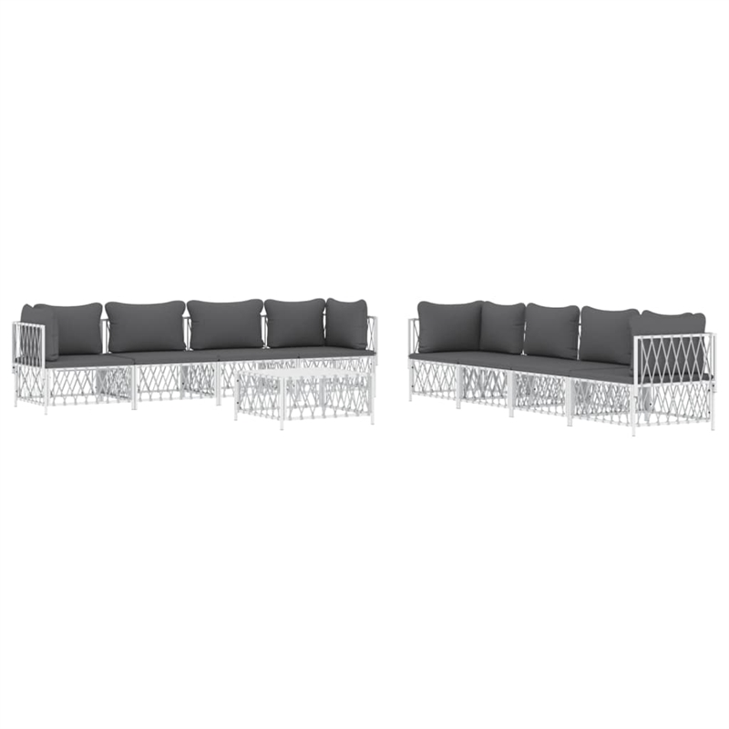 vidaXL 9 Piece Steel Garden Lounge Set in White/Gray