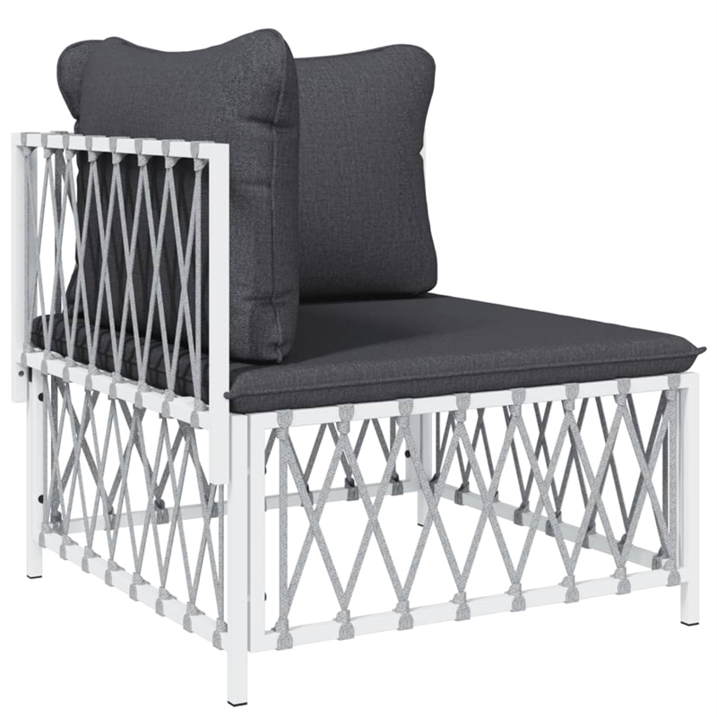 vidaXL 9 Piece Steel Garden Lounge Set in White/Gray