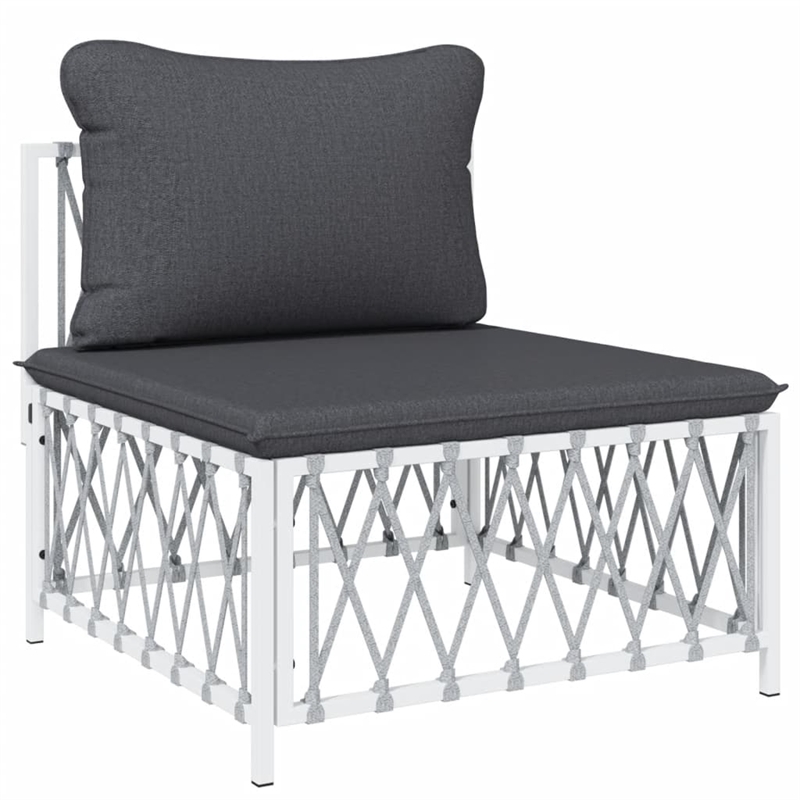 vidaXL 9 Piece Steel Garden Lounge Set in White/Gray