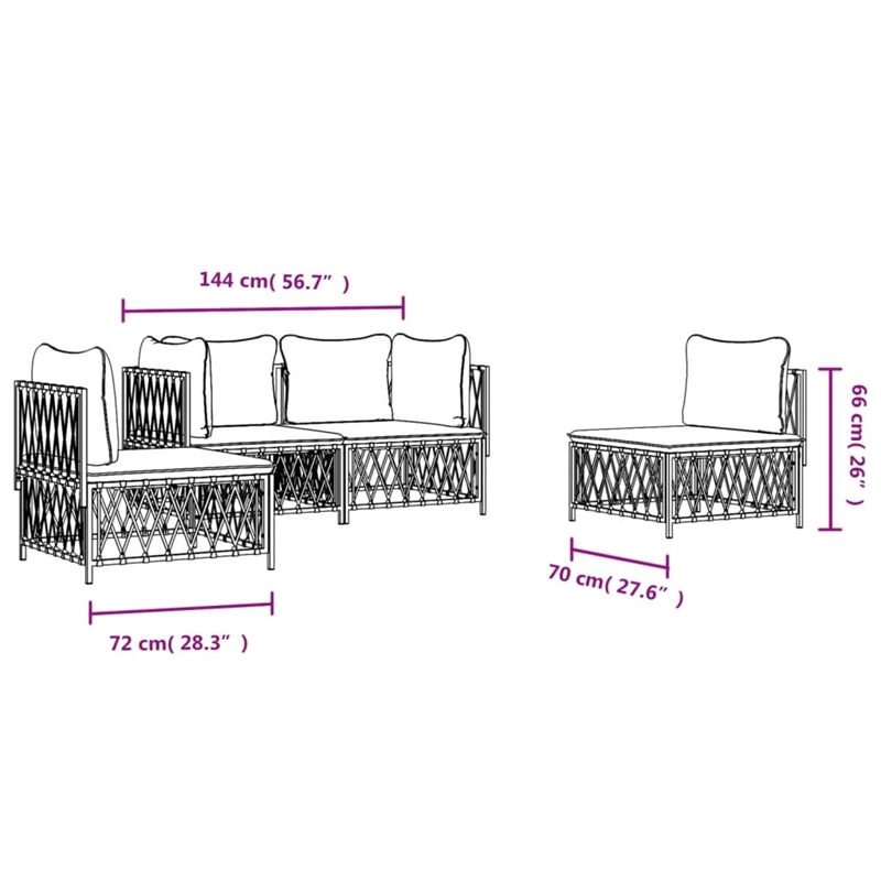 vidaXL Steel Garden Lounge Set in White