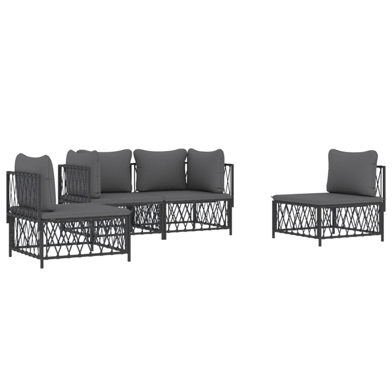 vidaXL 4 Piece Steel Small Garden Lounge Set in Anthracite