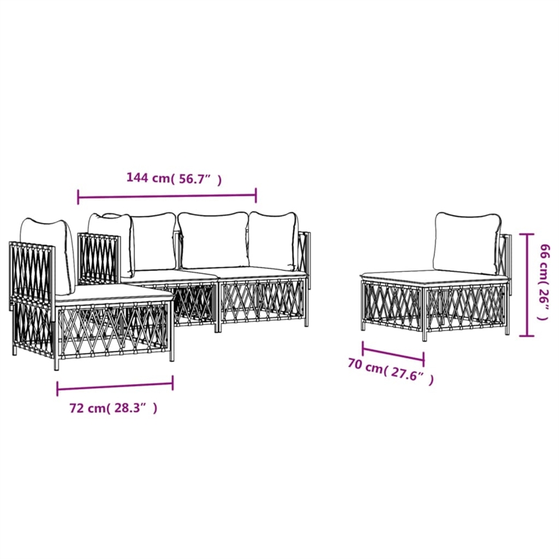vidaXL 4 Piece Steel Small Garden Lounge Set in Anthracite
