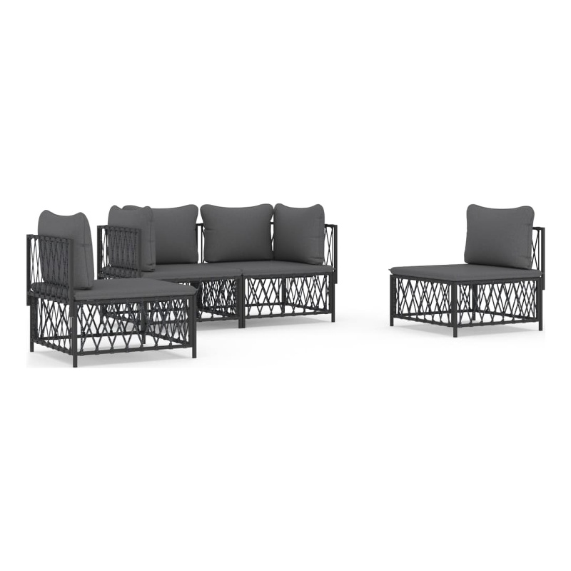 vidaXL 4 Piece Steel Small Garden Lounge Set in Anthracite