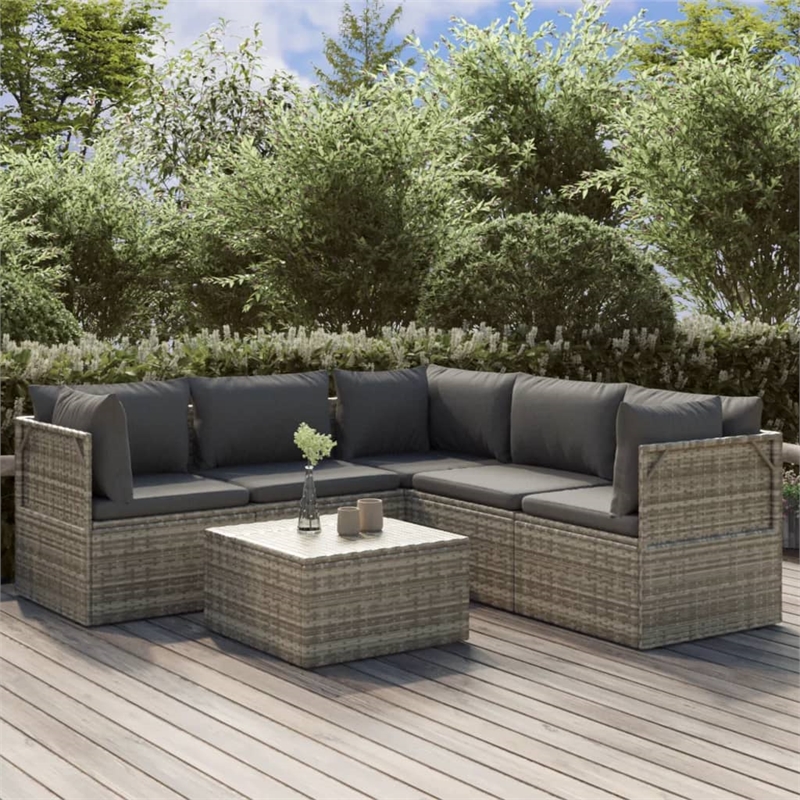 vidaXL 6 Piece Steel Garden Lounge Set in Gray
