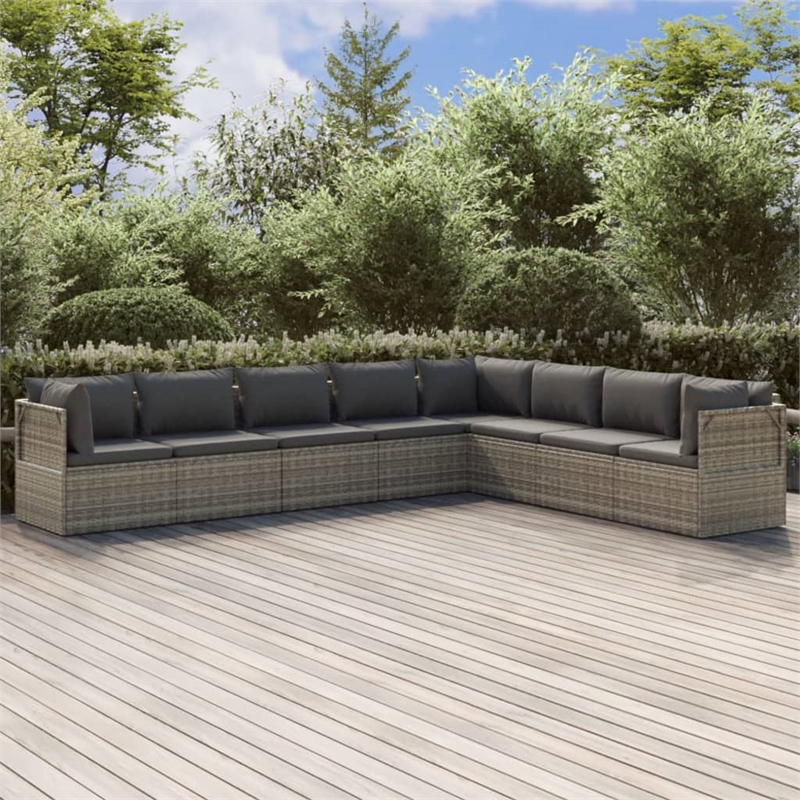 vidaXL 8 Piece Small Garden Lounge Set in Gray