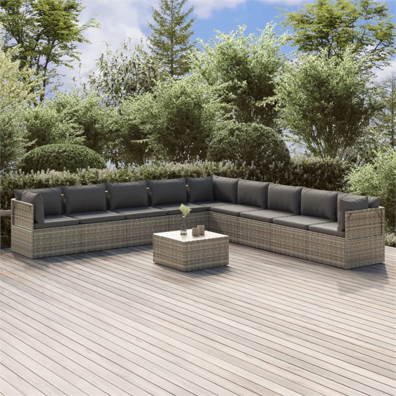 vidaXL 10 Piece Steel Garden Lounge Set in Gray