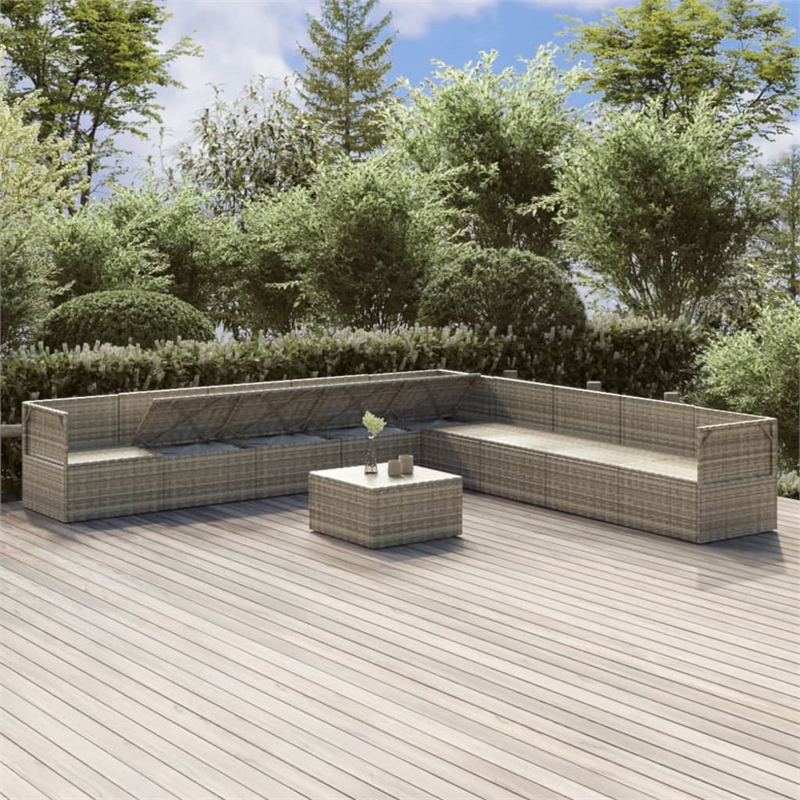 vidaXL 10 Piece Steel Garden Lounge Set in Gray
