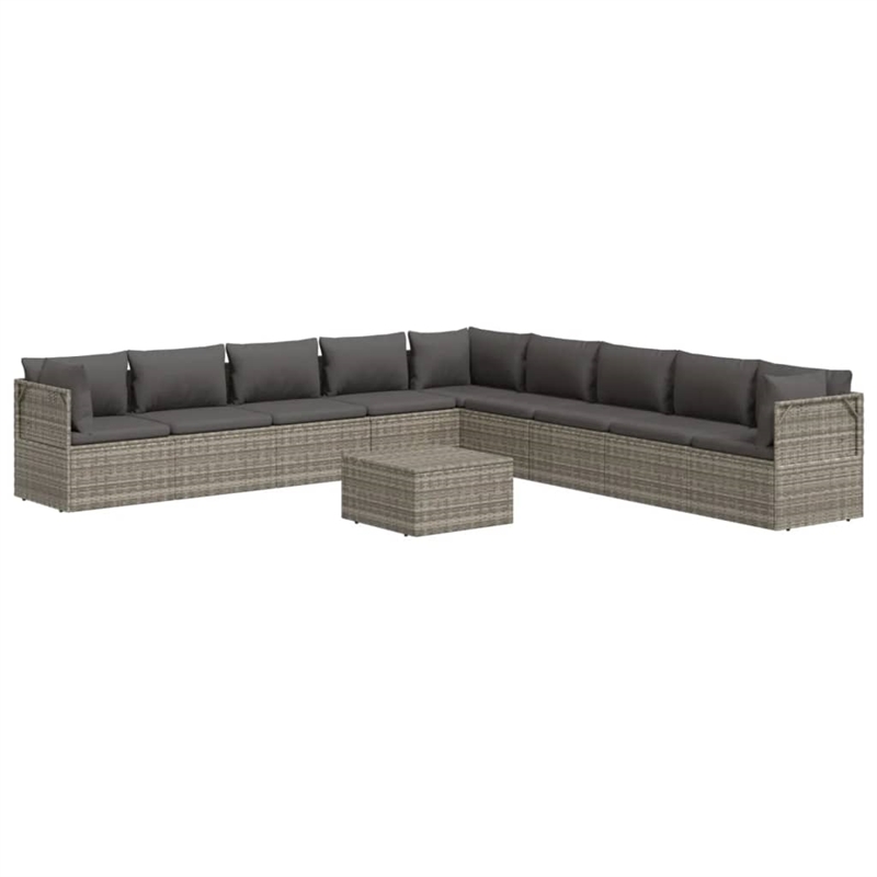 vidaXL 10 Piece Steel Garden Lounge Set in Gray