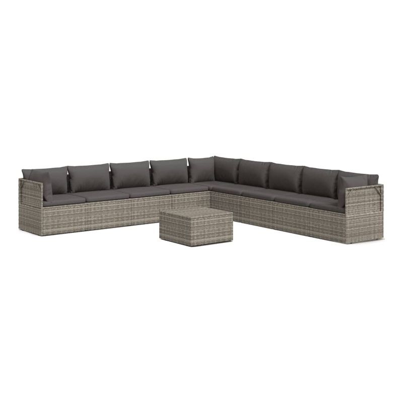 vidaXL 10 Piece Steel Garden Lounge Set in Gray