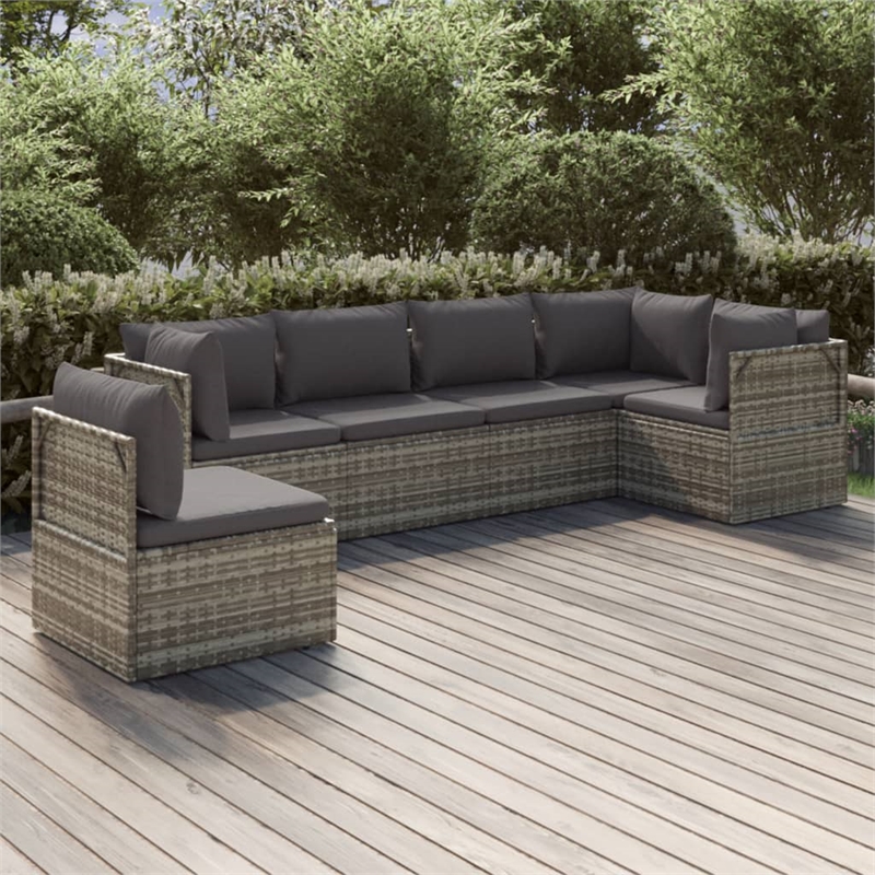 vidaXL 6 Piece Steel Garden Lounge Set in Gray