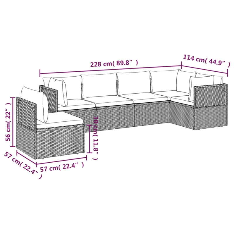vidaXL 6 Piece Steel Garden Lounge Set in Gray