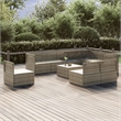 vidaXL 10 Piece Poly Rattan Garden Lounge Set in Gray