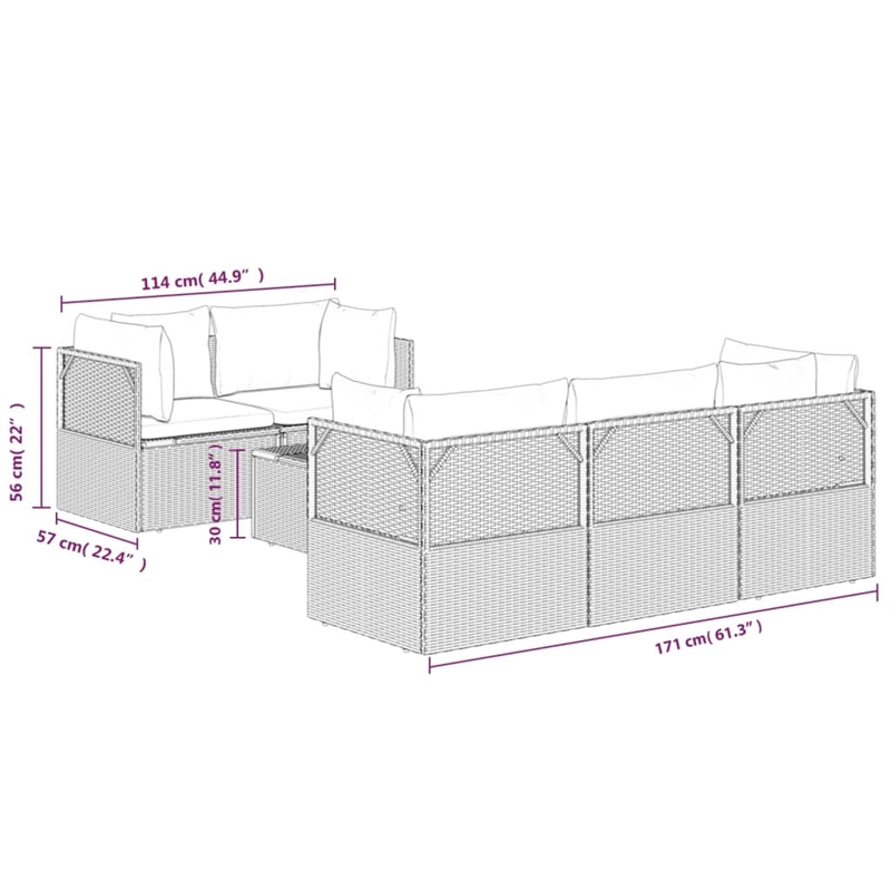 vidaXL 6 Piece Steel Garden Lounge Set in Gray