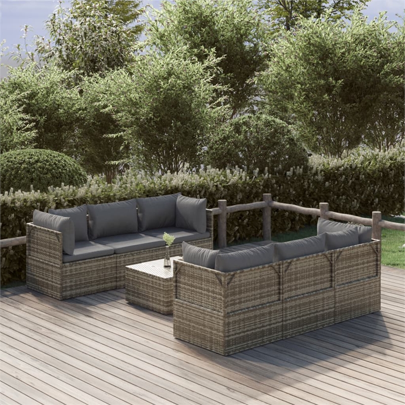 vidaXL 7 Piece Steel Small Garden Lounge Set in Gray