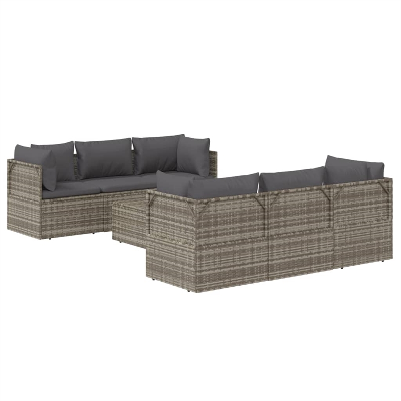 vidaXL 7 Piece Steel Small Garden Lounge Set in Gray