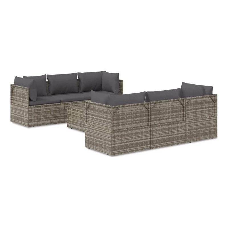 vidaXL 7 Piece Steel Small Garden Lounge Set in Gray