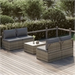 vidaXL 5 Piece Poly Rattan Garden Lounge Set in Gray