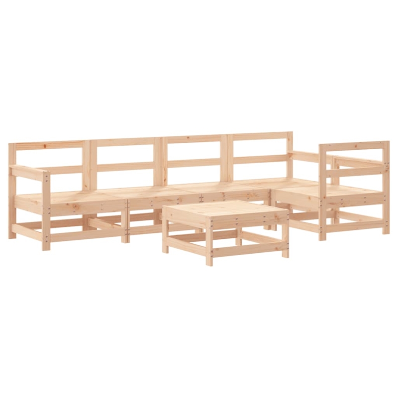 vidaXL 6 Piece Wood Large Garden Lounge Set in Beige