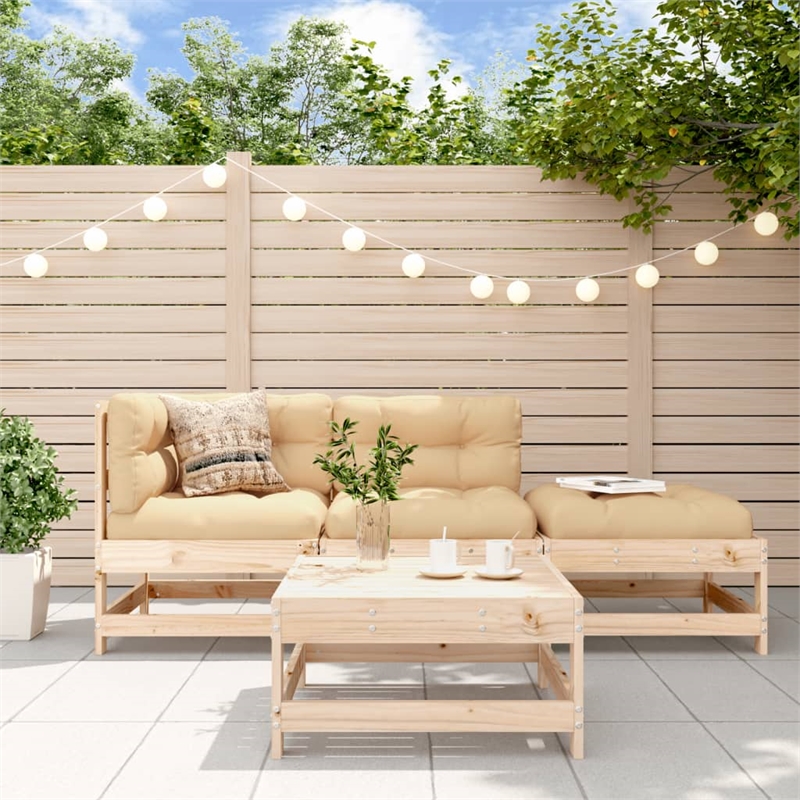 vidaXL 4 Piece Wood Garden Lounge Set in Beige