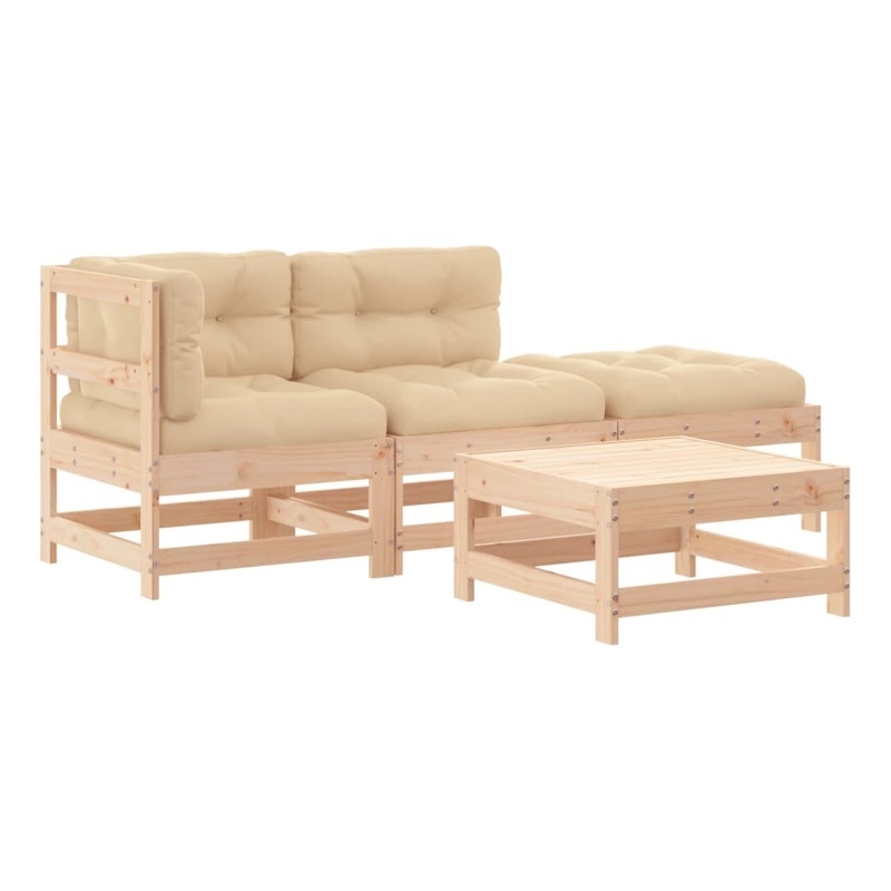 vidaXL 4 Piece Wood Garden Lounge Set in Beige