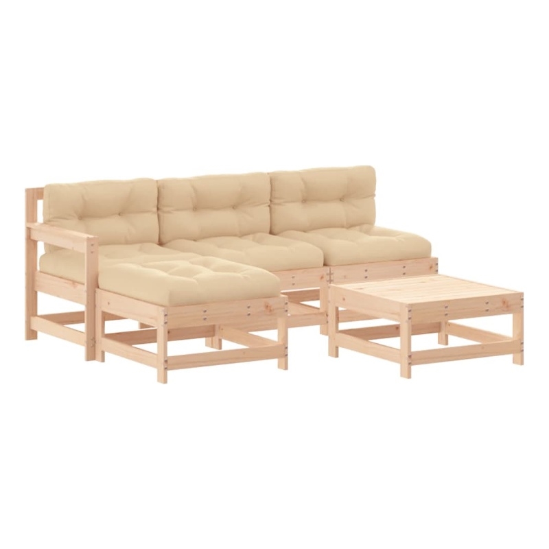 vidaXL 5 Piece Wood Garden Lounge Set in Beige