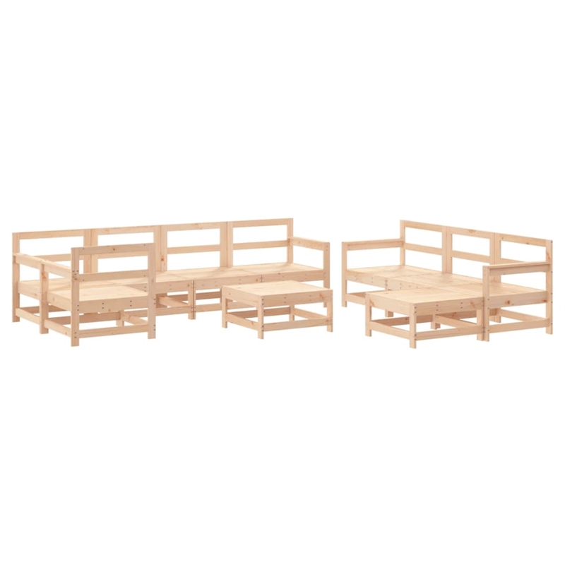 vidaXL 10 Piece Wood Garden Lounge Set in Natural/Beige