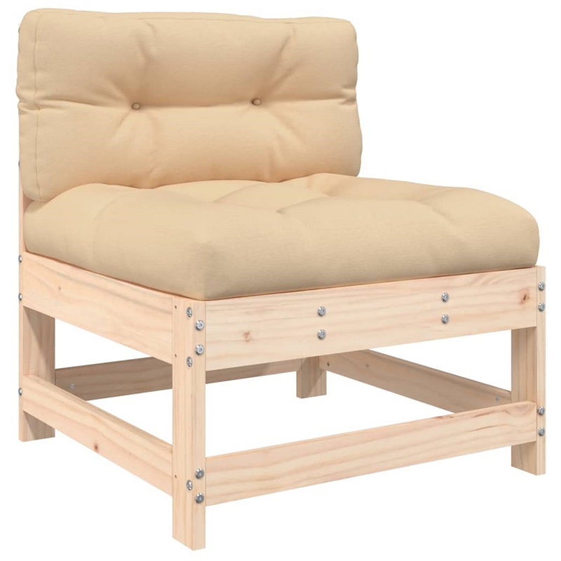 vidaXL 10 Piece Wood Garden Lounge Set in Natural/Beige