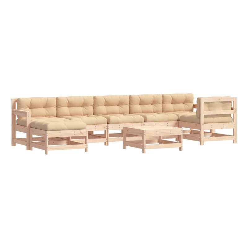vidaXL 8 Piece Wood Garden Lounge Set in Natural/Beige